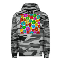 Slate Camo Pride lgbtq flowers and hearts seamless pattern Premium Hoodie - BundleAndBundleShop