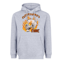 Heather Grey everything's fine Heavyweight Hoodie - MaliasSmallBusiness