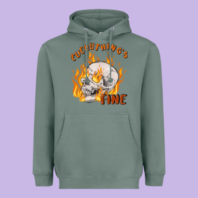Everything's Fine Heavyweight Hoodie Designed By Maliassmallbusiness