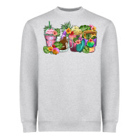 Heather Grey tropical coffee cups Heavyweight Sweatshirt - Zillion Design Studio