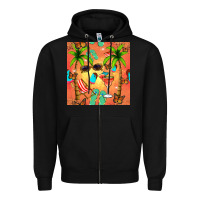 Black summer slipper and cocktail seamless pattern Zipper Hoodie - BundleAndBundleShop