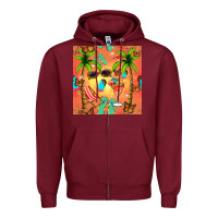Burgundy summer slipper and cocktail seamless pattern Zipper Hoodie - BundleAndBundleShop