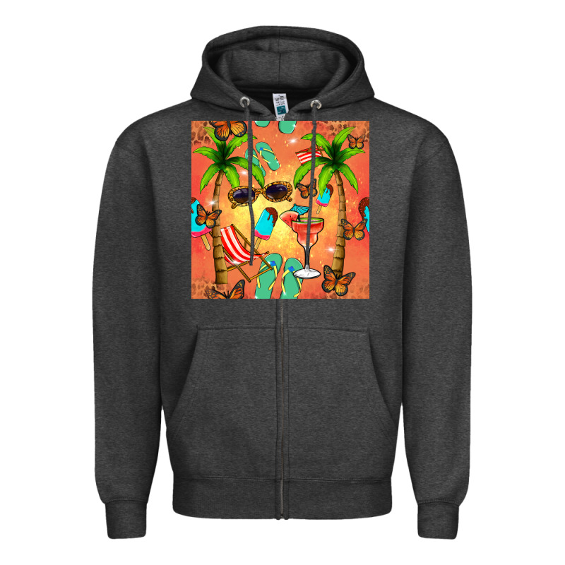 Summer Slipper And Cocktail Seamless Pattern Zipper Hoodie by BundleAndBundleShop | Teevron
