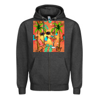 Charcoal Heather summer slipper and cocktail seamless pattern Zipper Hoodie - BundleAndBundleShop