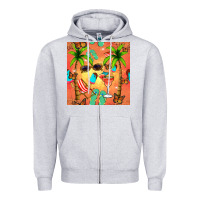 Heather Grey summer slipper and cocktail seamless pattern Zipper Hoodie - BundleAndBundleShop