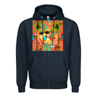Navy summer slipper and cocktail seamless pattern Zipper Hoodie - BundleAndBundleShop
