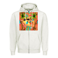 Oatmeal Heather summer slipper and cocktail seamless pattern Zipper Hoodie - BundleAndBundleShop