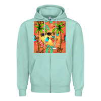 Seafoam summer slipper and cocktail seamless pattern Zipper Hoodie - BundleAndBundleShop