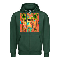 Sports Green summer slipper and cocktail seamless pattern Zipper Hoodie - BundleAndBundleShop
