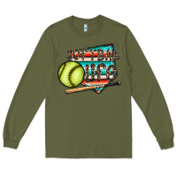Army Green softball life Long Sleeve Tee - CowhideDigitalArt