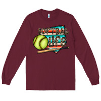 Burgundy softball life Long Sleeve Tee - CowhideDigitalArt