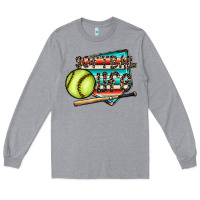 Heather Grey softball life Long Sleeve Tee - CowhideDigitalArt