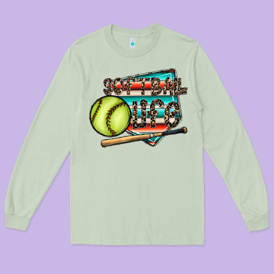 Softball Life Long Sleeve Tee Designed By Cowhidedigitalart