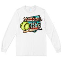 White softball life Long Sleeve Tee - CowhideDigitalArt