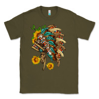 Indian Headdress With Pattern And Sunflowers Classic Tee | Teevron