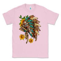 Bubblegum Pink indian headdress with pattern and sunflowers Classic Tee - HRA Design Shop