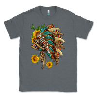 Charcoal Heather indian headdress with pattern and sunflowers Classic Tee - HRA Design Shop