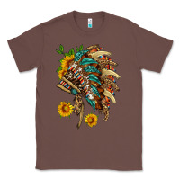 Chestnut indian headdress with pattern and sunflowers Classic Tee - HRA Design Shop