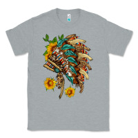 Heather Grey indian headdress with pattern and sunflowers Classic Tee - HRA Design Shop