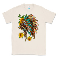 Natural indian headdress with pattern and sunflowers Classic Tee - HRA Design Shop