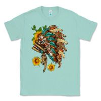 Seafoam indian headdress with pattern and sunflowers Classic Tee - HRA Design Shop