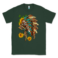 Sports Green indian headdress with pattern and sunflowers Classic Tee - HRA Design Shop
