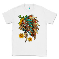 White indian headdress with pattern and sunflowers Classic Tee - HRA Design Shop