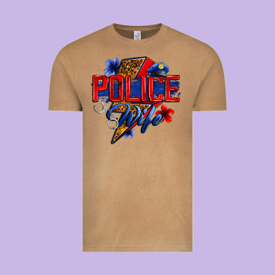 Police Wife With Lightning Bolt Vintage Tee Designed By Zillion Design Studio