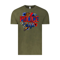 Vintage Olive police wife with lightning bolt Vintage Tee - Zillion Design Studio