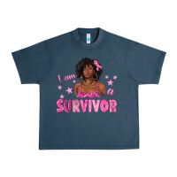 Midnight Navy I Am a Survivor Breast Cancer with Afro Woman Urban Heavy Tee - texasbilliewilder