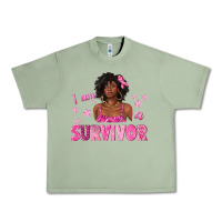 Oil Green I Am a Survivor Breast Cancer with Afro Woman Urban Heavy Tee - texasbilliewilder