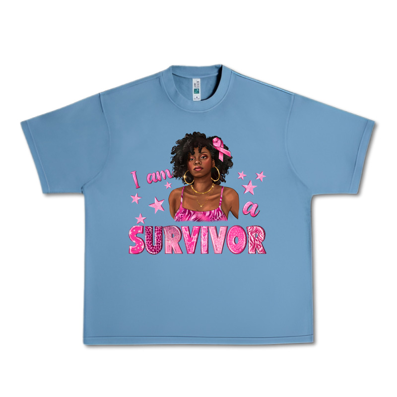 I Am A Survivor Breast Cancer With Afro Woman Urban Heavy Tee by texasbilliewilder | Teevron