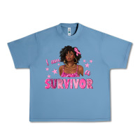 Pebble Blue I Am a Survivor Breast Cancer with Afro Woman Urban Heavy Tee - texasbilliewilder
