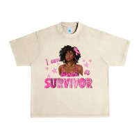 Sandshell I Am a Survivor Breast Cancer with Afro Woman Urban Heavy Tee - texasbilliewilder