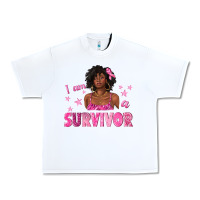 White I Am a Survivor Breast Cancer with Afro Woman Urban Heavy Tee - texasbilliewilder