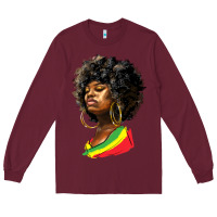Burgundy juneteenth black women Long Sleeve Tee - HRA Design Shop