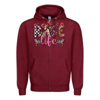 Burgundy race life Zipper Hoodie - Artiststas
