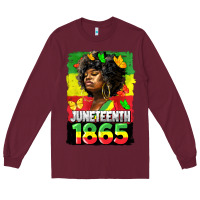 Burgundy juneteenth 1865 black freedom Long Sleeve Tee - HRA Design Shop