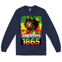 Navy juneteenth 1865 black freedom Long Sleeve Tee - HRA Design Shop