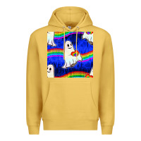 Antique Gold Pride lgbtq ghosts and heart with rainbow seamless Premium Hoodie - BundleAndBundleShop