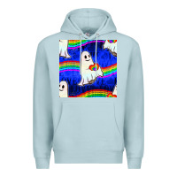 Blue Mist Pride lgbtq ghosts and heart with rainbow seamless Premium Hoodie - BundleAndBundleShop
