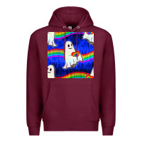 Burgundy Pride lgbtq ghosts and heart with rainbow seamless Premium Hoodie - BundleAndBundleShop
