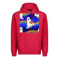 Cardinal Pride lgbtq ghosts and heart with rainbow seamless Premium Hoodie - BundleAndBundleShop