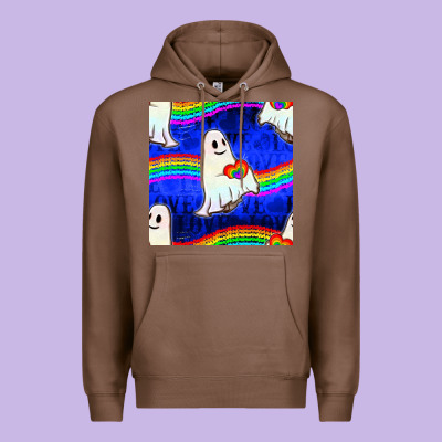 Pride Lgbtq Ghosts And Heart With Rainbow Seamless Premium Hoodie Designed By Bundleandbundleshop