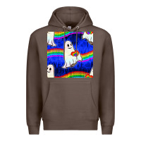Coffee Pride lgbtq ghosts and heart with rainbow seamless Premium Hoodie - BundleAndBundleShop
