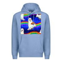 Colony Blue Pride lgbtq ghosts and heart with rainbow seamless Premium Hoodie - BundleAndBundleShop