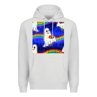 Dove Grey Pride lgbtq ghosts and heart with rainbow seamless Premium Hoodie - BundleAndBundleShop