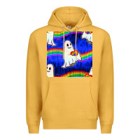 Mustard Pride lgbtq ghosts and heart with rainbow seamless Premium Hoodie - BundleAndBundleShop