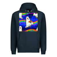Navy Pride lgbtq ghosts and heart with rainbow seamless Premium Hoodie - BundleAndBundleShop
