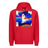 Red Pride lgbtq ghosts and heart with rainbow seamless Premium Hoodie - BundleAndBundleShop